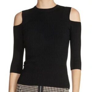 Maje cold shoulder ribbed top size 2 (Medium) black